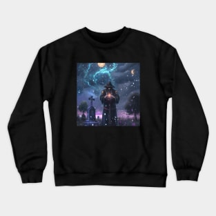 Demonic Sorcerer Conjures Power in a Cemetery Crewneck Sweatshirt